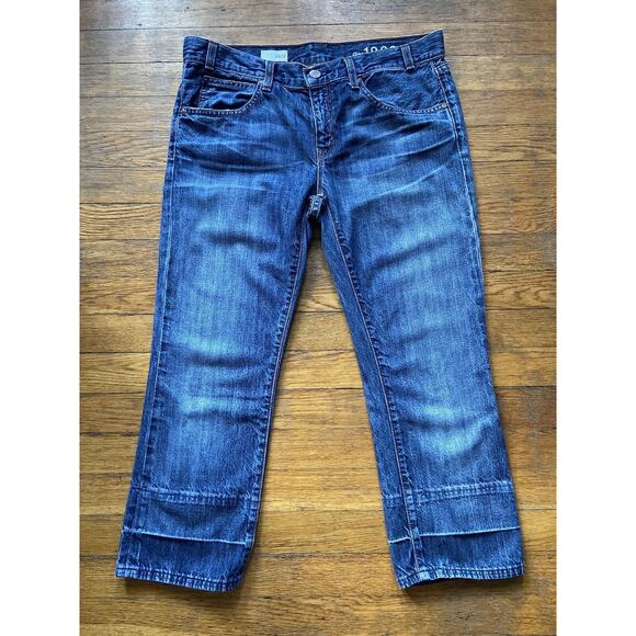 GAP Denim - GAP 1969 Distressed Mid-Rise Blue Denim Jeans sz 26/2 (actual w33")